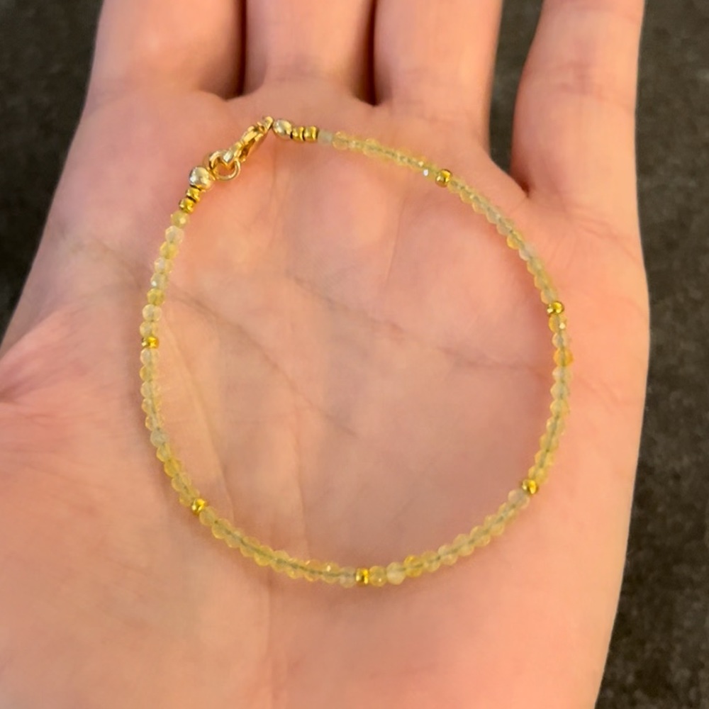 Natural 💛 yellow agate and gold filled beaded bracelet